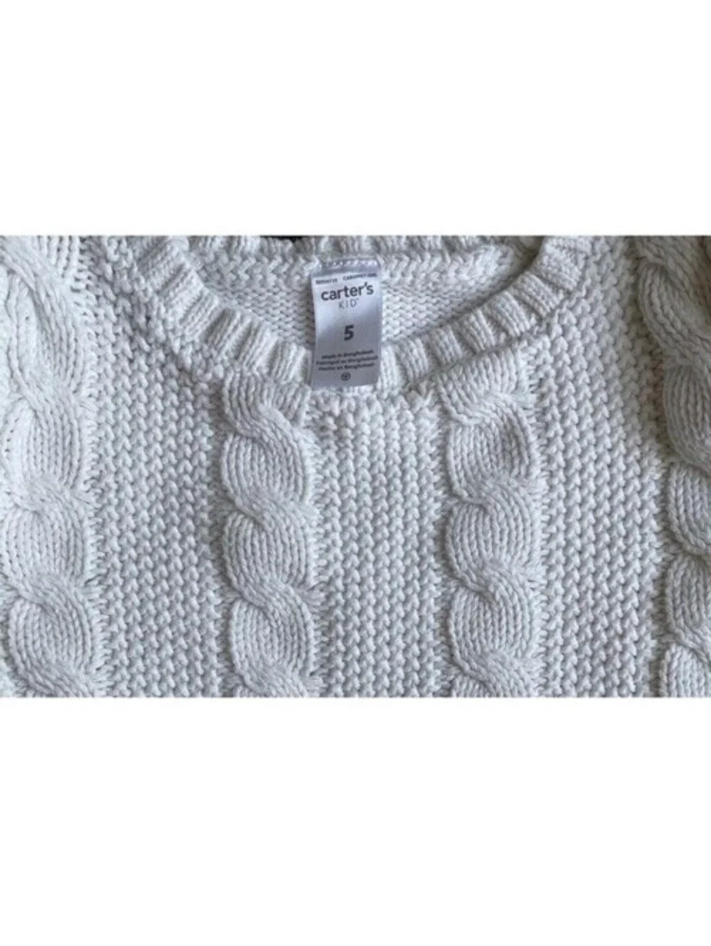 CARTER'S Little Girls Cream Sweater Cable Knit Dress Size 5